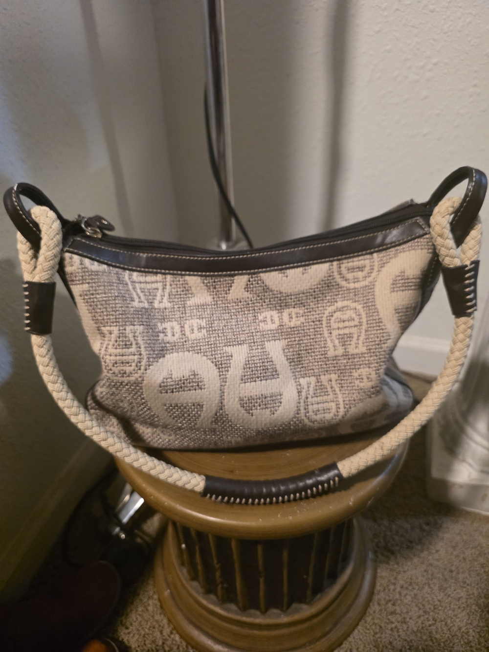 Etienne Aigner Beige and Brown Logo Shoulder Bag - Picture 3 of 5